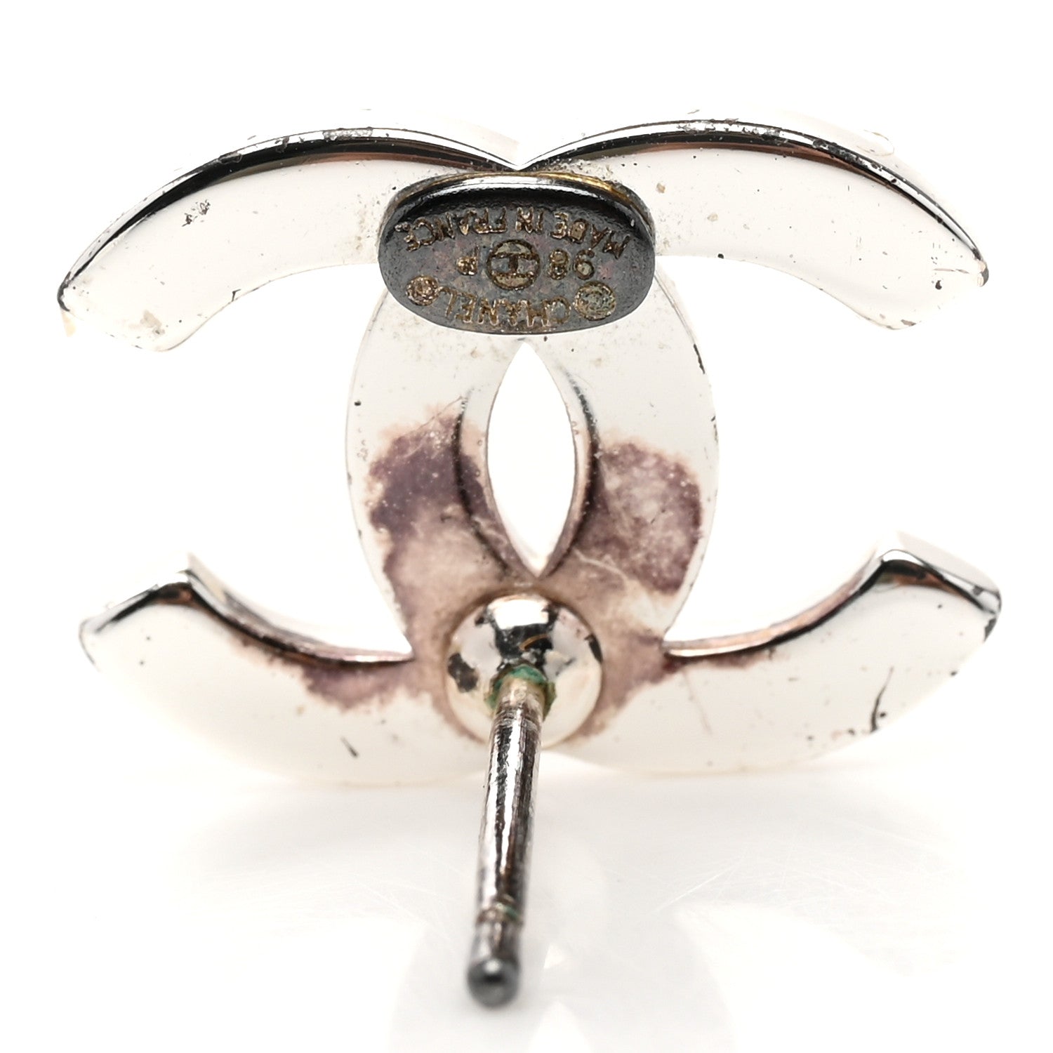 Chanel CC Logo Earrings Silver 4 of 4