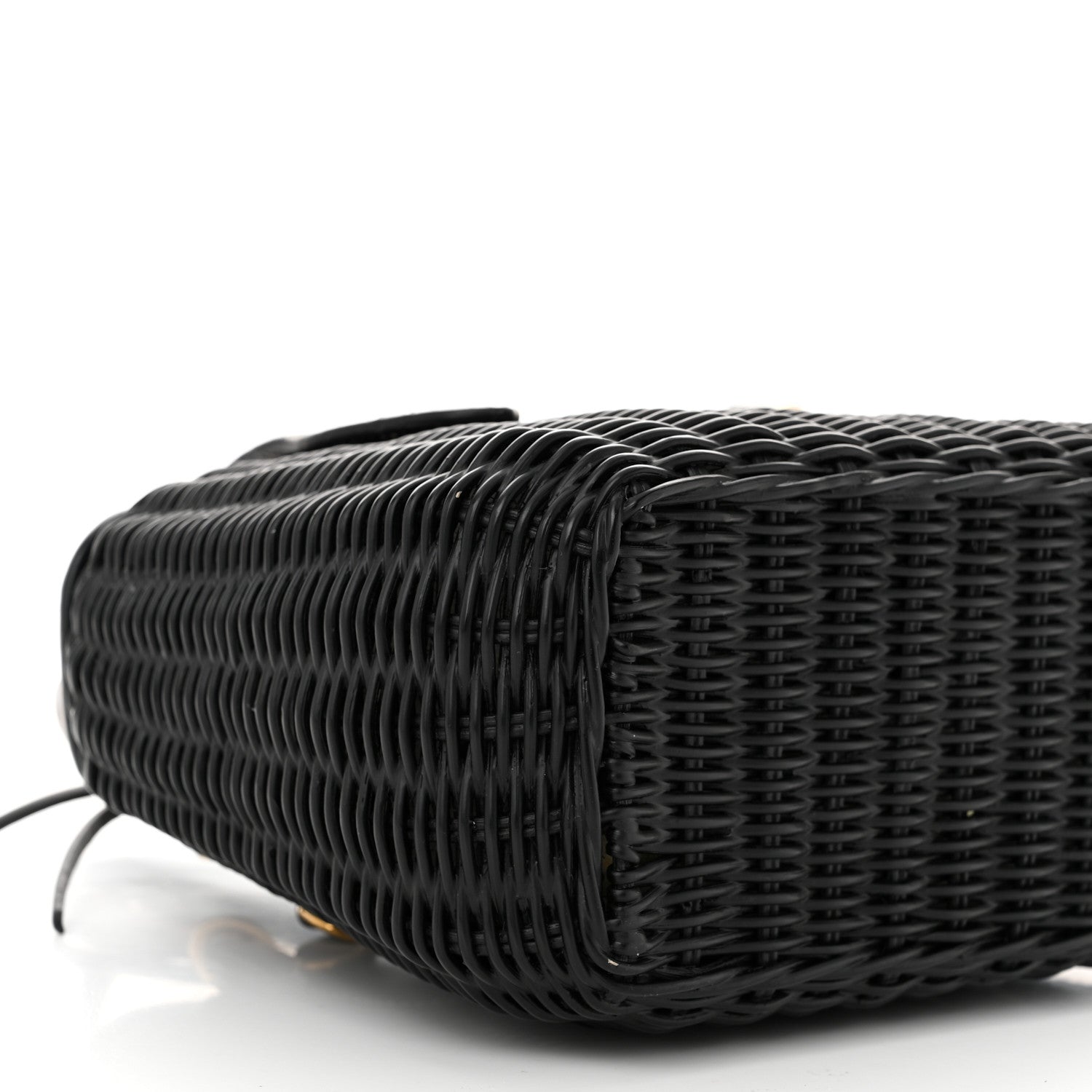Miu Miu City Calfskin Wicker Midollino Crossbody Bag Black 6 of 7