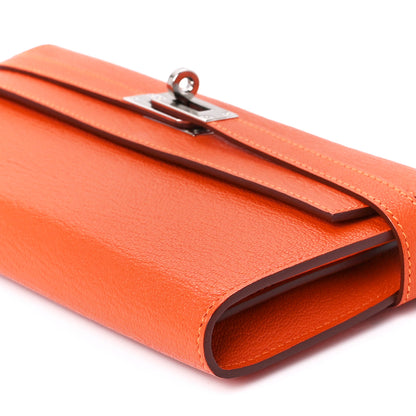 Hermes Chevre Mysore Kelly Longue Wallet Feu 11 of 11