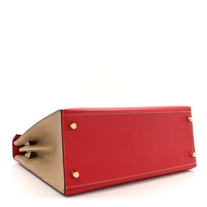 Hermes Epsom Horseshoe Kelly Sellier 28 Rouge Casaque Trench 4 of 10