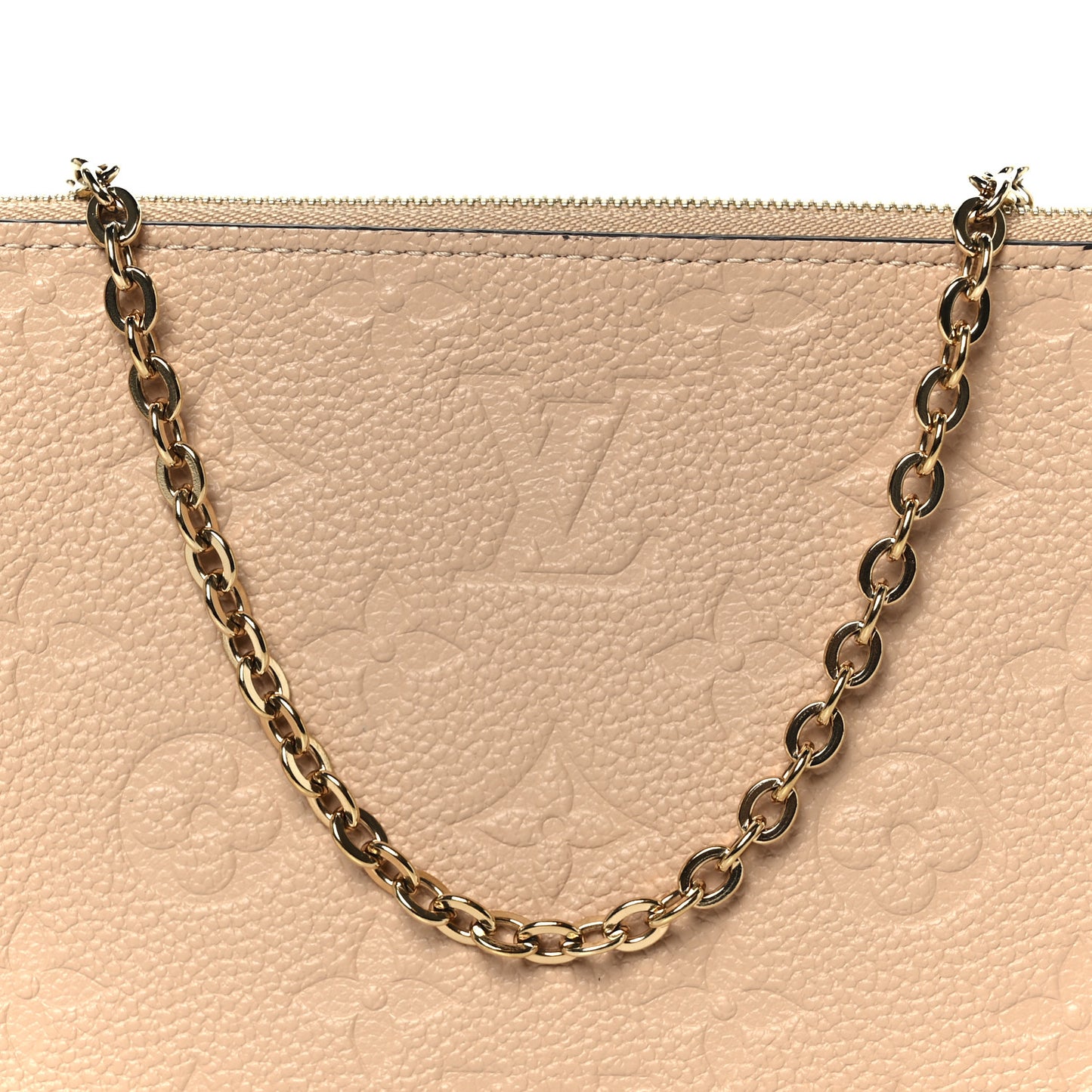 Empreinte Double Zip Pochette Beige Rose Creme Beige Rose Creme