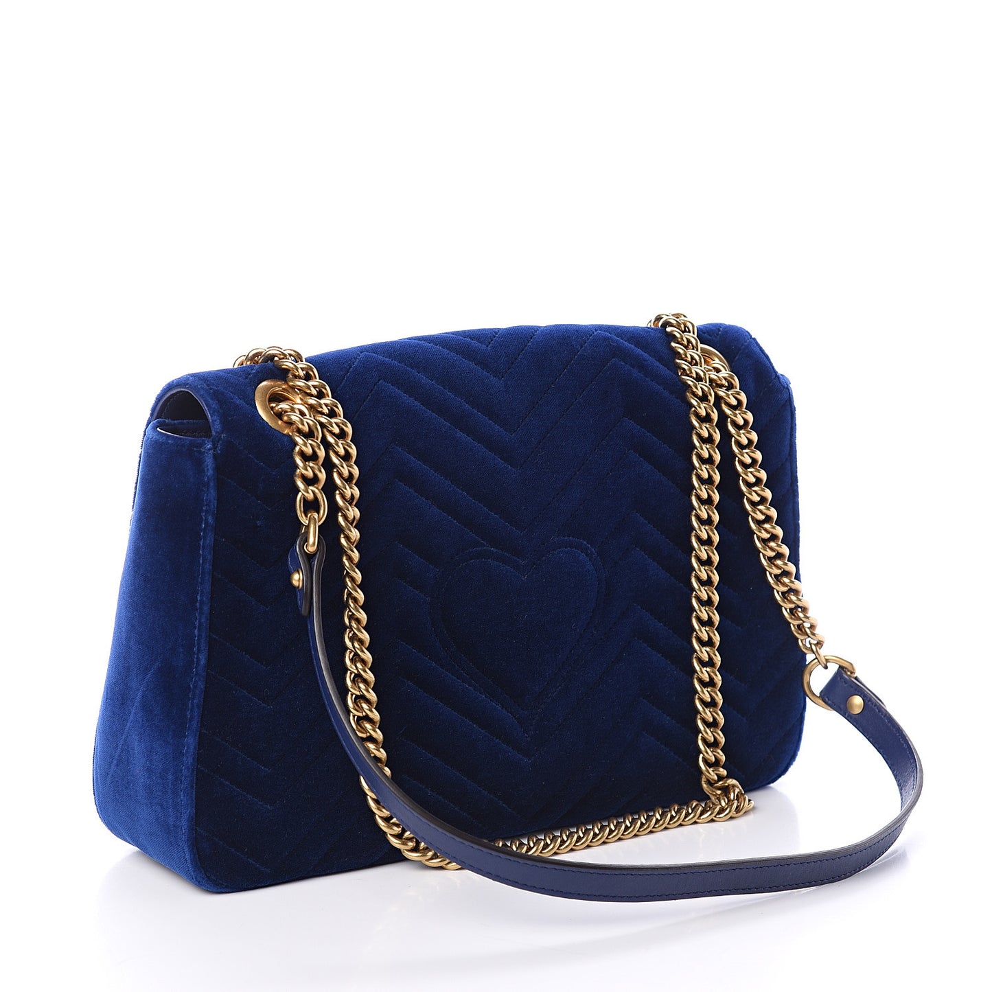 Velvet Matelasse Medium GG Marmont Shoulder Bag Cobalt Blue