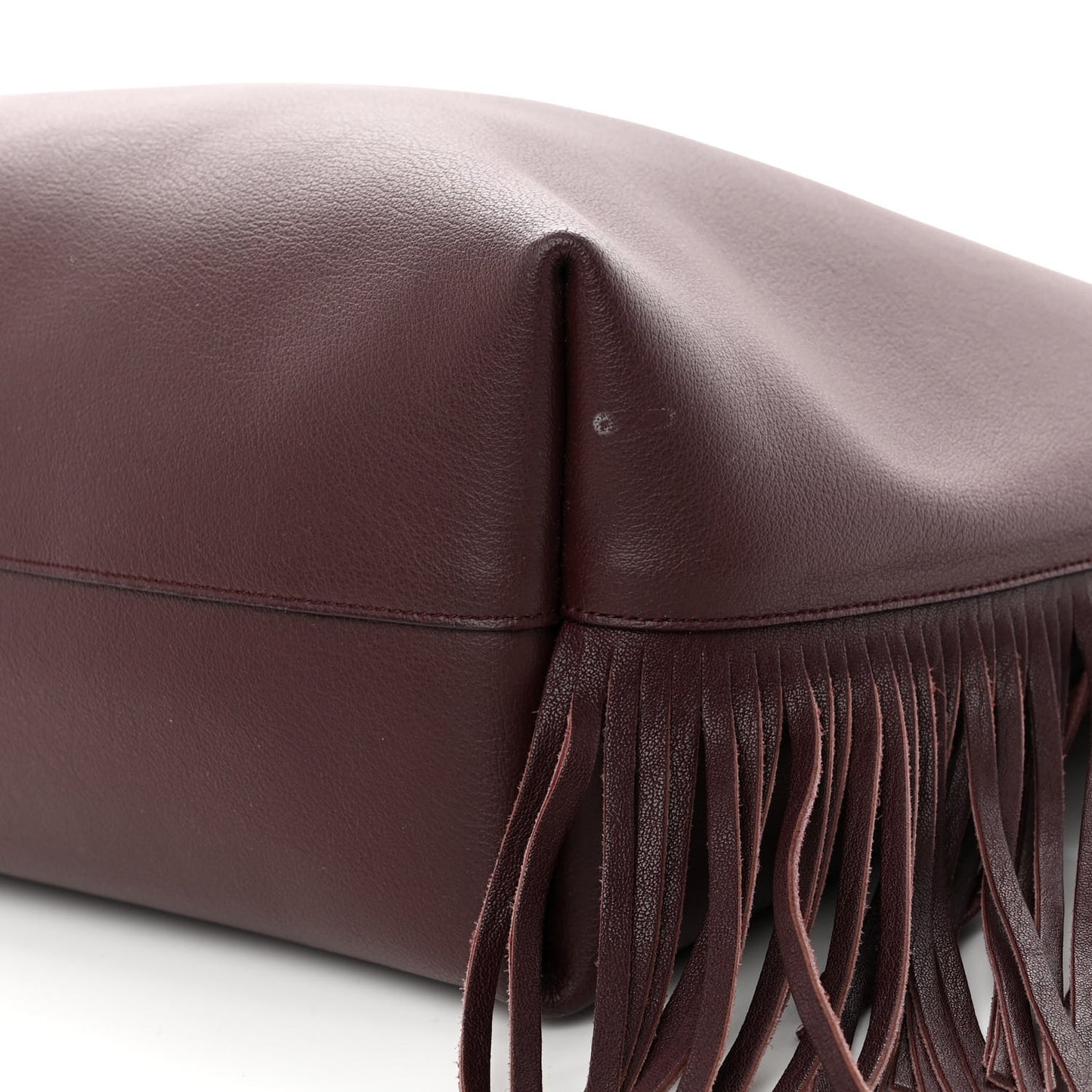Calfskin Large Fringe Shopping Tote Amaranto