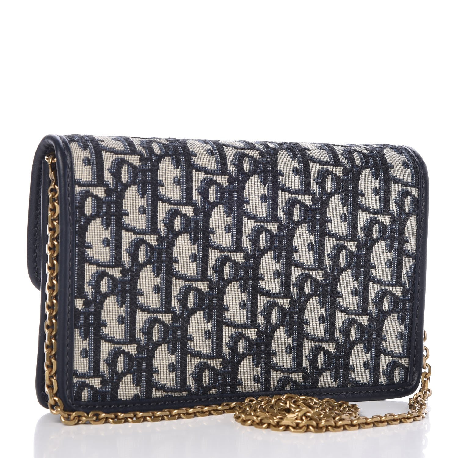 Christian Dior Oblique DiorAddict Wallet On Chain Clutch Navy Blue 3 of 6