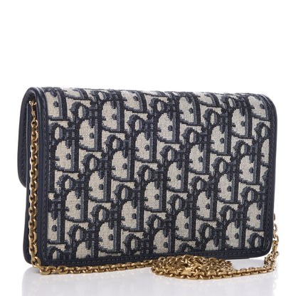Christian Dior Oblique DiorAddict Wallet On Chain Clutch Navy Blue 3 of 6