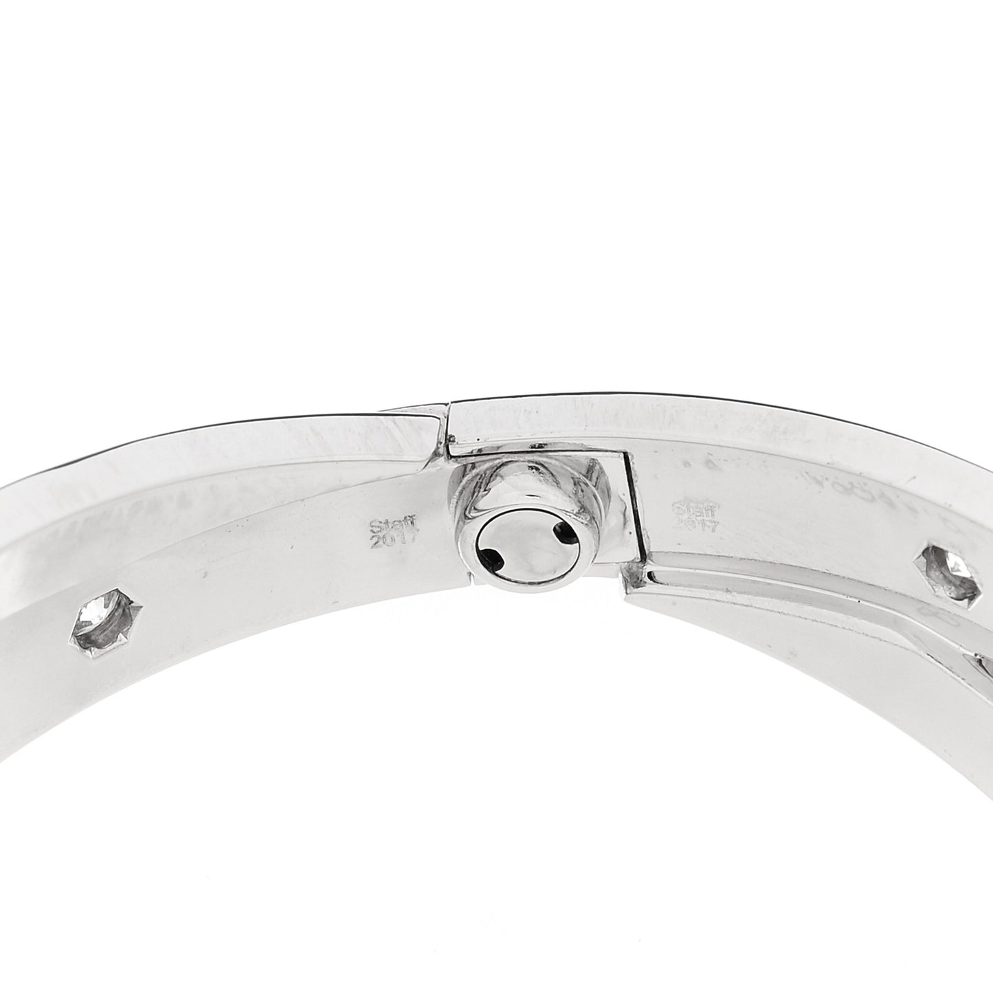 18K White Gold 12 Diamond Double LOVE Bracelet 16