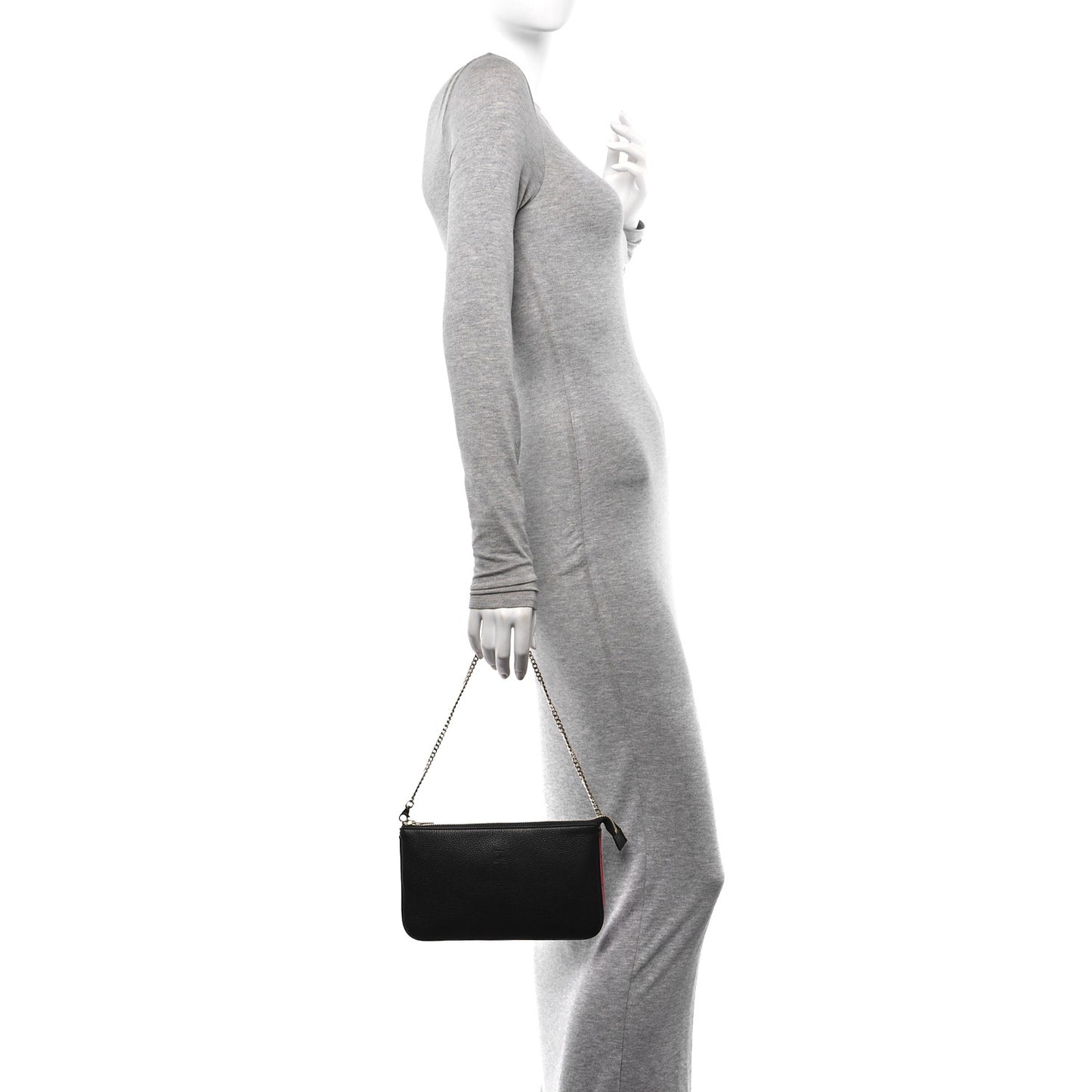 Calfskin Loubila Chain Clutch Black