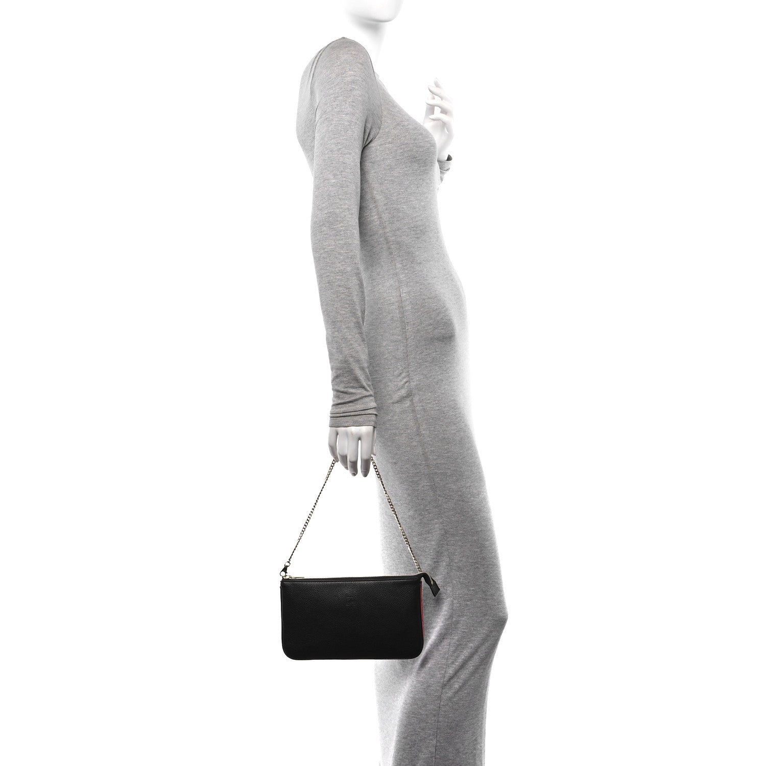 Christian Louboutin Calfskin Loubila Chain Clutch Black 2 of 9