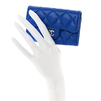 Chanel Caviar Quilted Flap Card Holder Wallet Blue 2 of 9