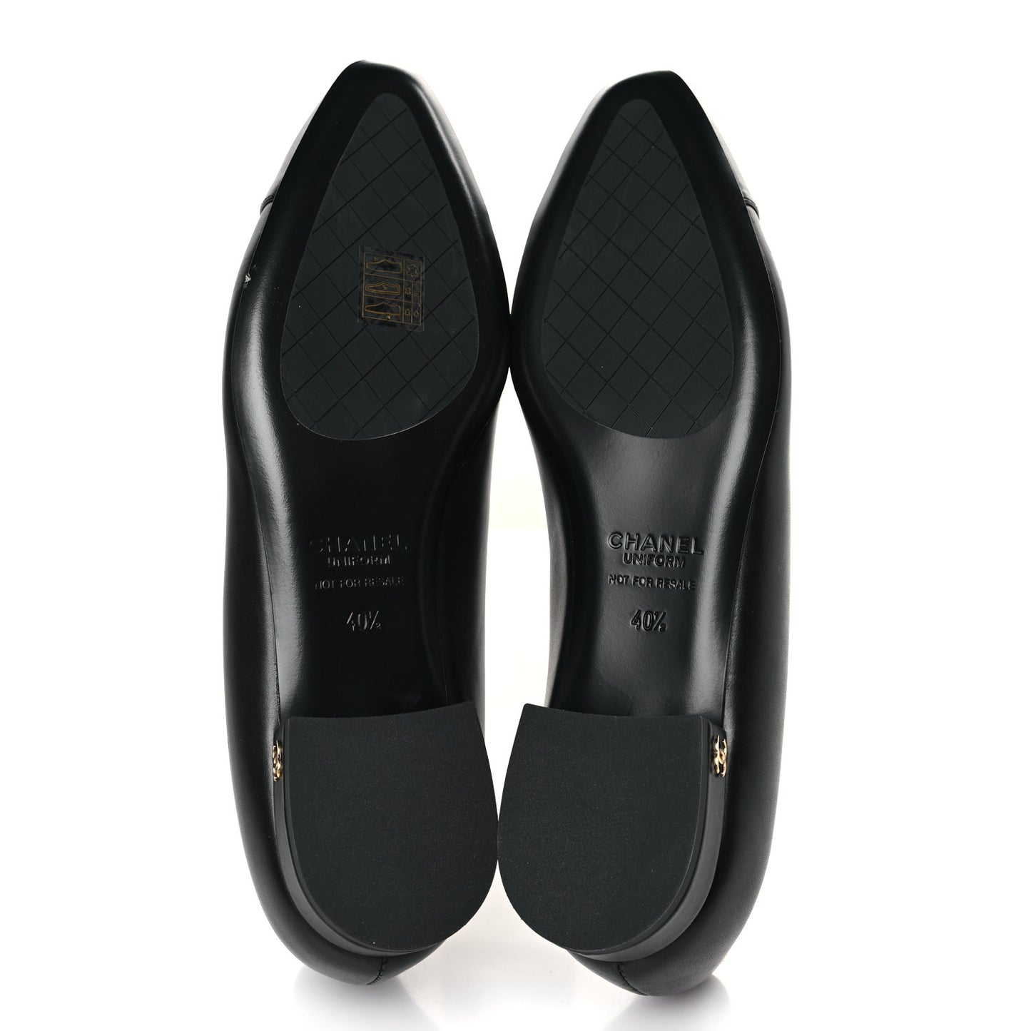 Lambskin Cap Toe Ballerina Flats 40.5 Black