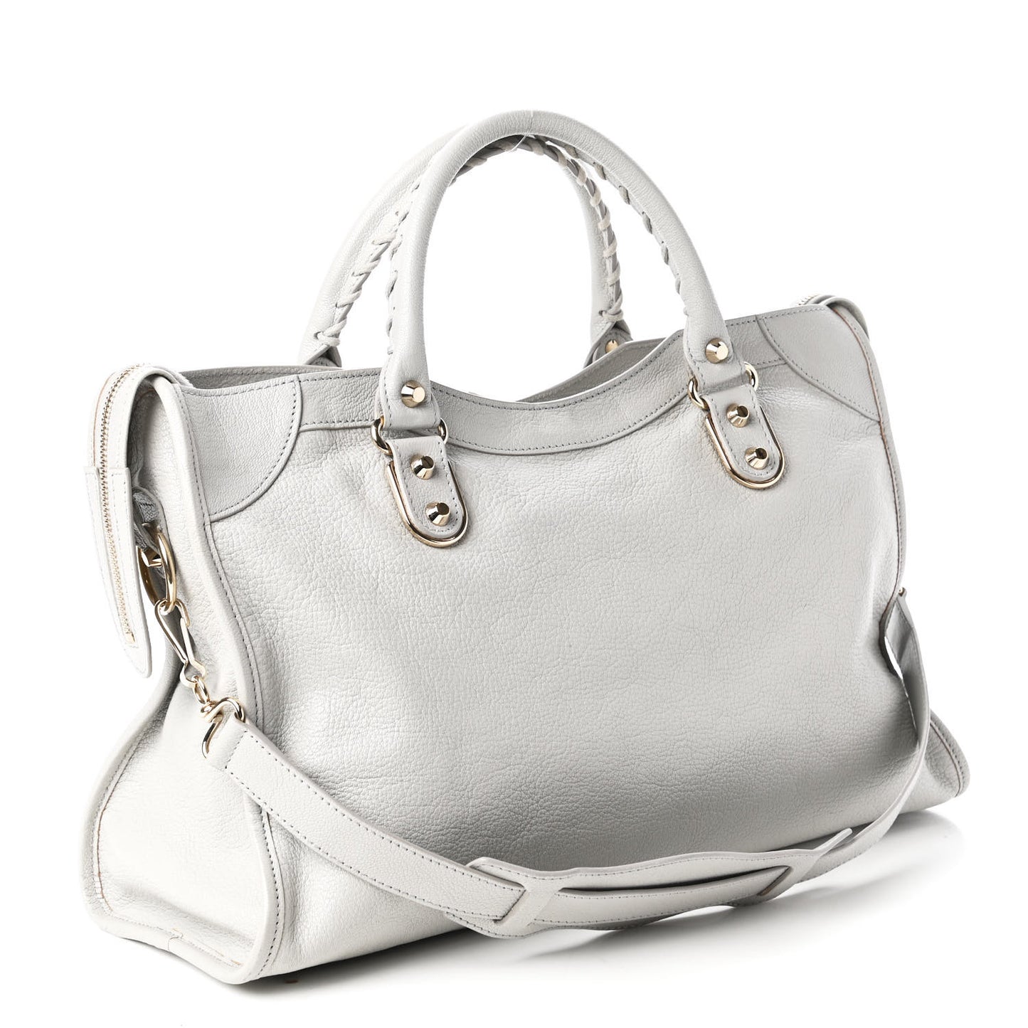 Chevre Gold Metallic Edge Hardware City Gris Perle