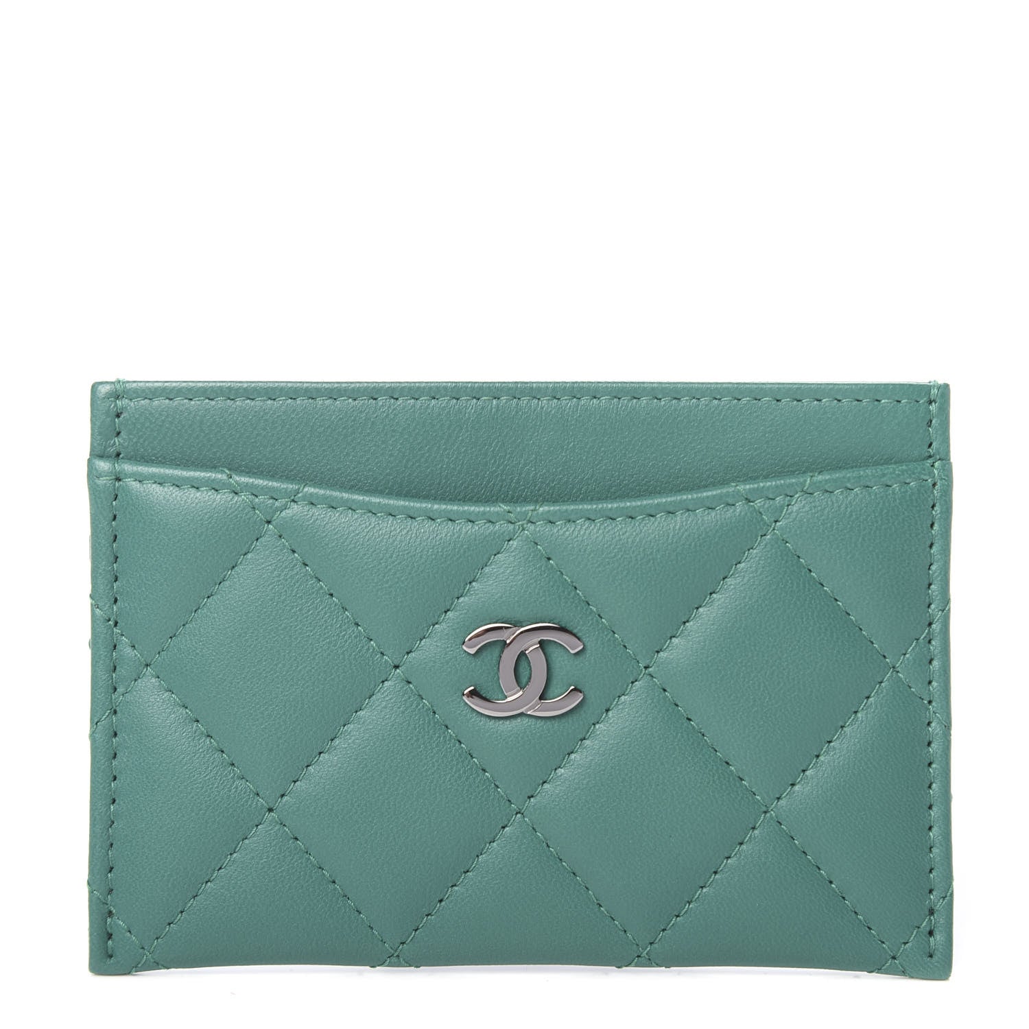 Chanel Lambskin Quilted Card Holder Green 1 of 9