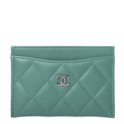 Chanel Lambskin Quilted Card Holder Green 1 of 9