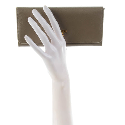 Prada Saffiano Metal Continental Flap Wallet Argilla 2 of 8