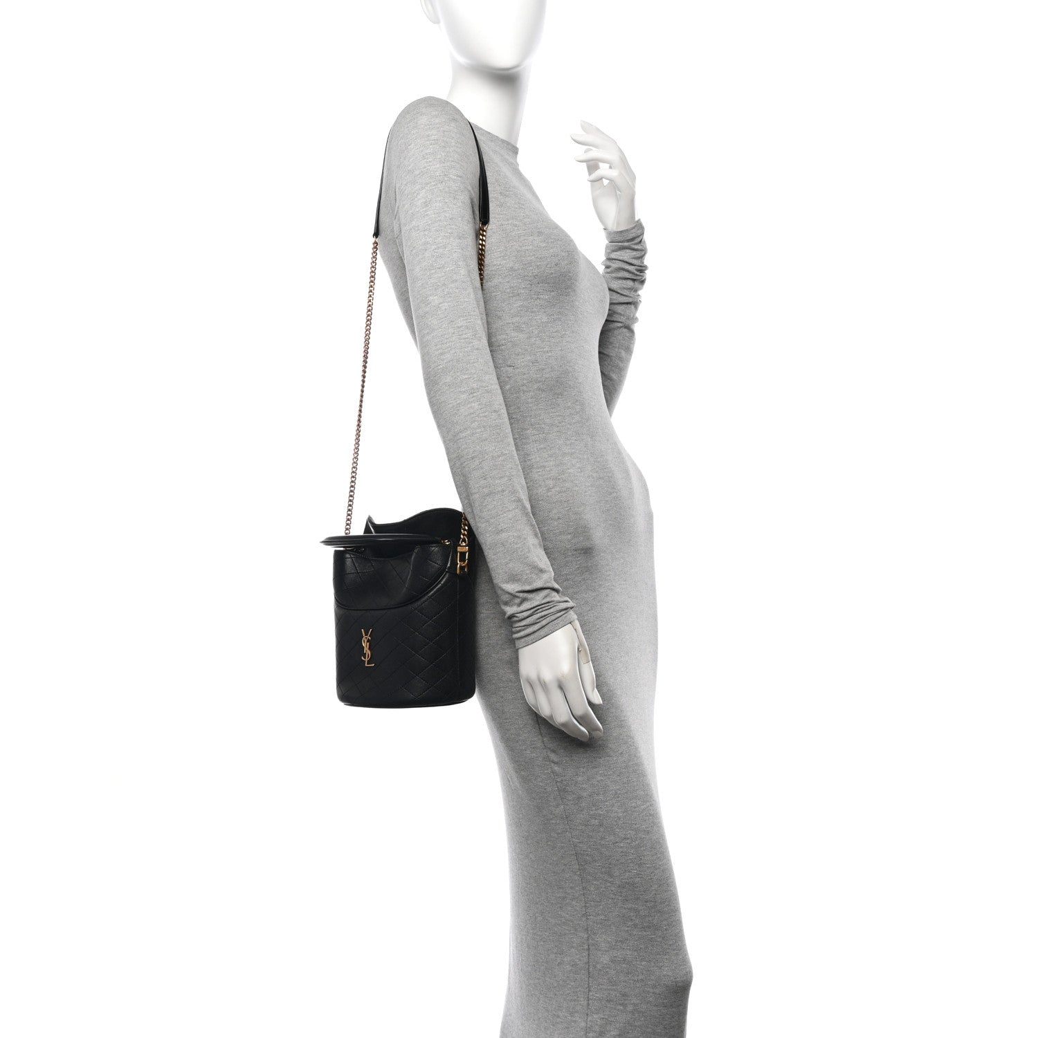 Saint Laurent Lambskin Gabby Mini Bucket Bag Black 2 of 12