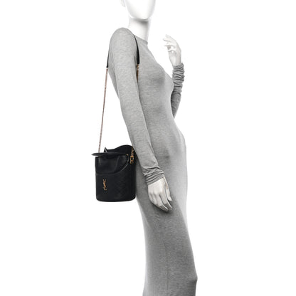 Saint Laurent Lambskin Gabby Mini Bucket Bag Black 2 of 12