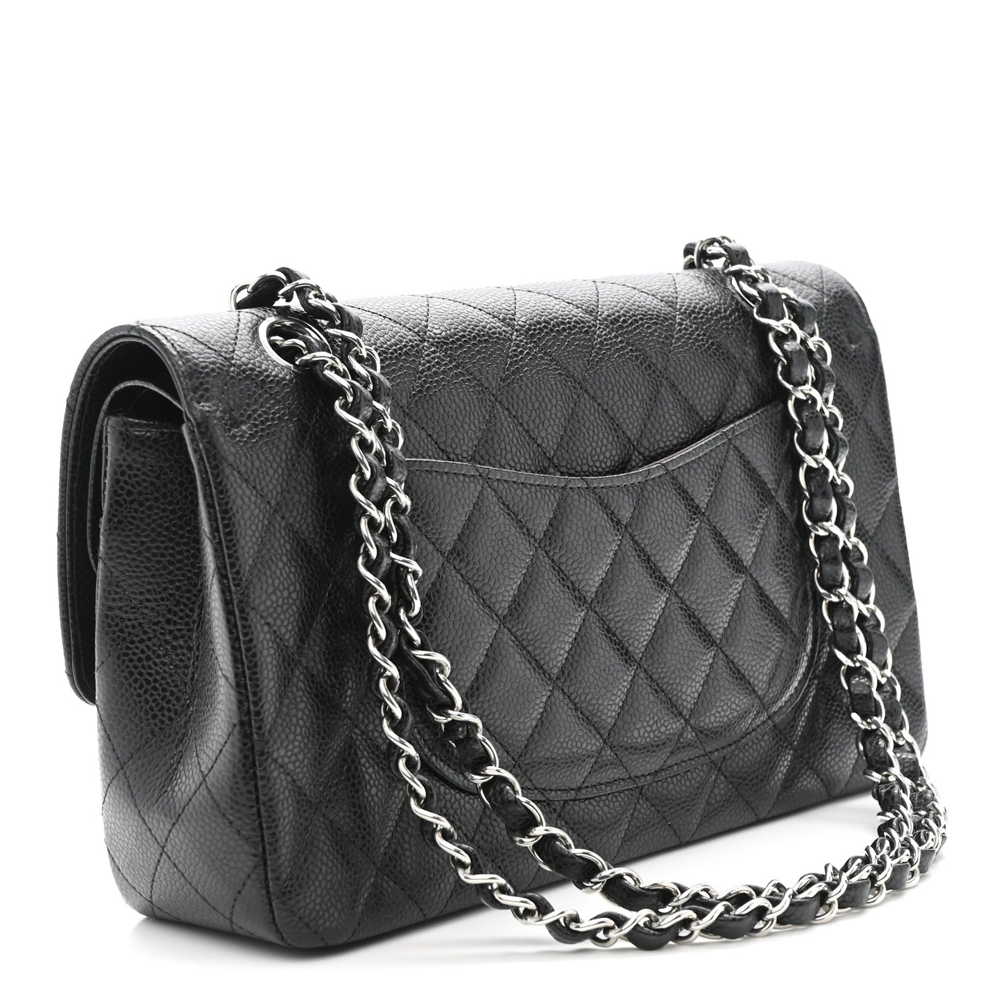 Caviar Quilted Medium Double Flap Black