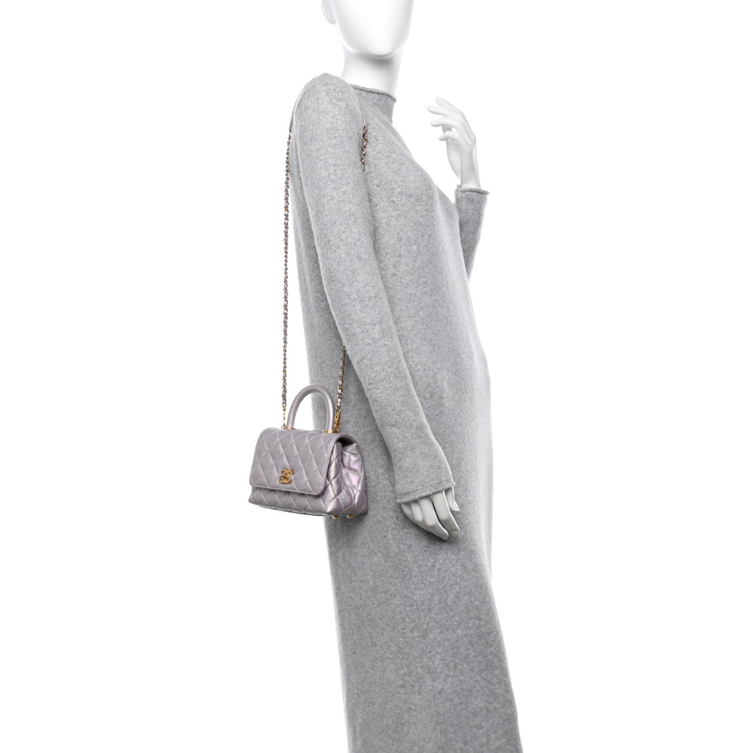 Chanel Metallic Caviar Quilted Extra Mini Coco Handle Flap Light Pink 2 of 12