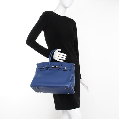 Hermes Taurillon Clemence Birkin 35 Bleu Brighton 2 of 34