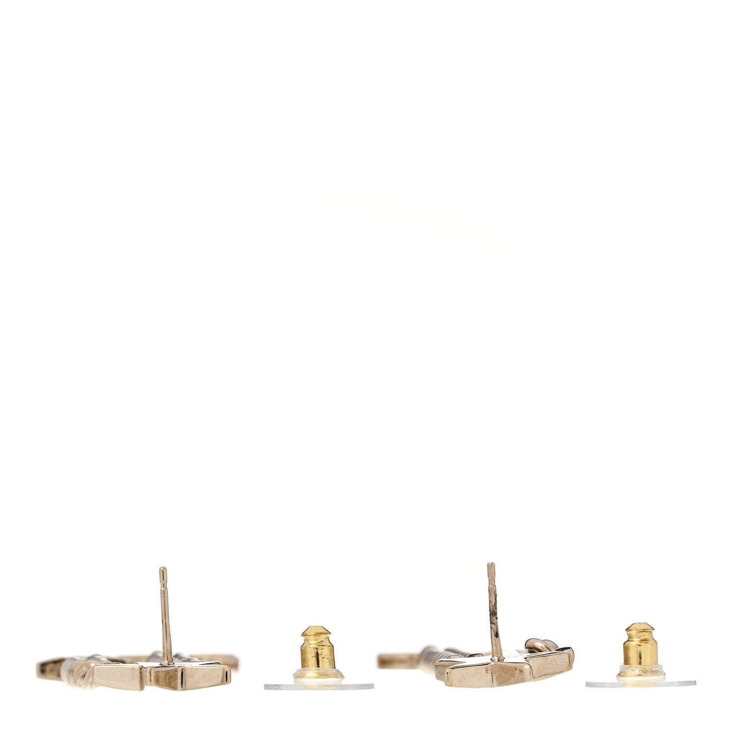 Chanel Crystal CC Star Chain Drop Earrings Gold 3 of 5