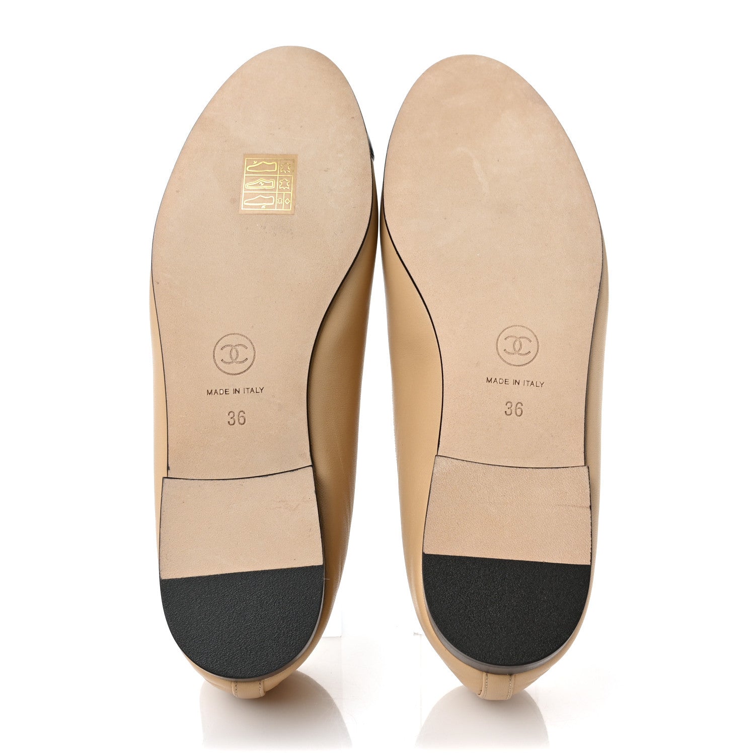 Chanel Lambskin Cap Toe Ballerina Flats 36 Beige Black 6 of 8