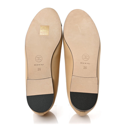 Chanel Lambskin Cap Toe Ballerina Flats 36 Beige Black 6 of 8