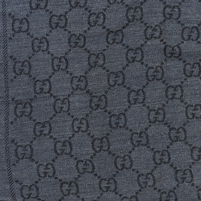 Gucci Wool Jacquard GG Monogram Sten Fringe Scarf Anthracite Black 4 of 5