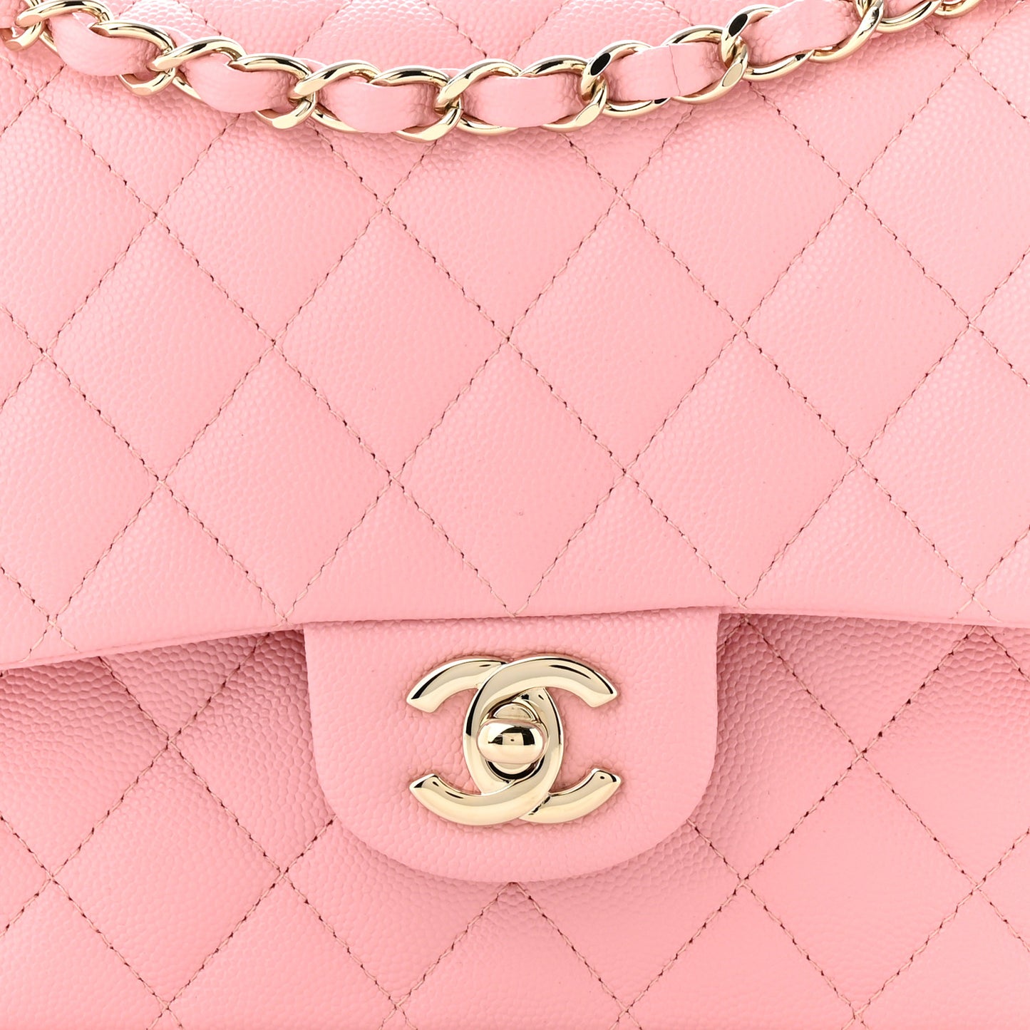Caviar Quilted Medium Double Flap Pink