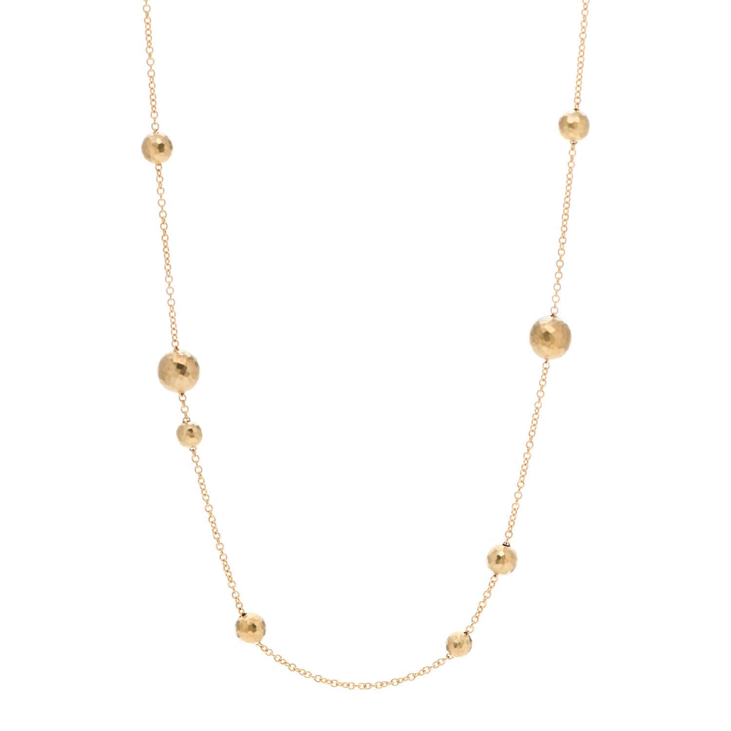 Tiffany 18K Yellow Gold Paloma Picasso Hammered Bead Station Necklace 1 of 4