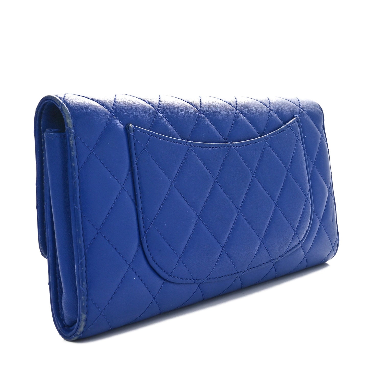 Lambskin Quilted Travel Wallet Royal Blue