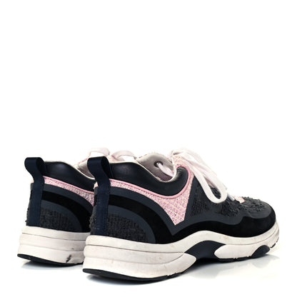 Chanel Tweed Suede Calfskin CC Sneakers 41 Gray Pink 4 of 9