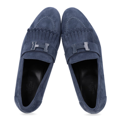 Hermes Suede Goatskin Womens Royal Loafers 39 Bleu Celeste 2 of 11