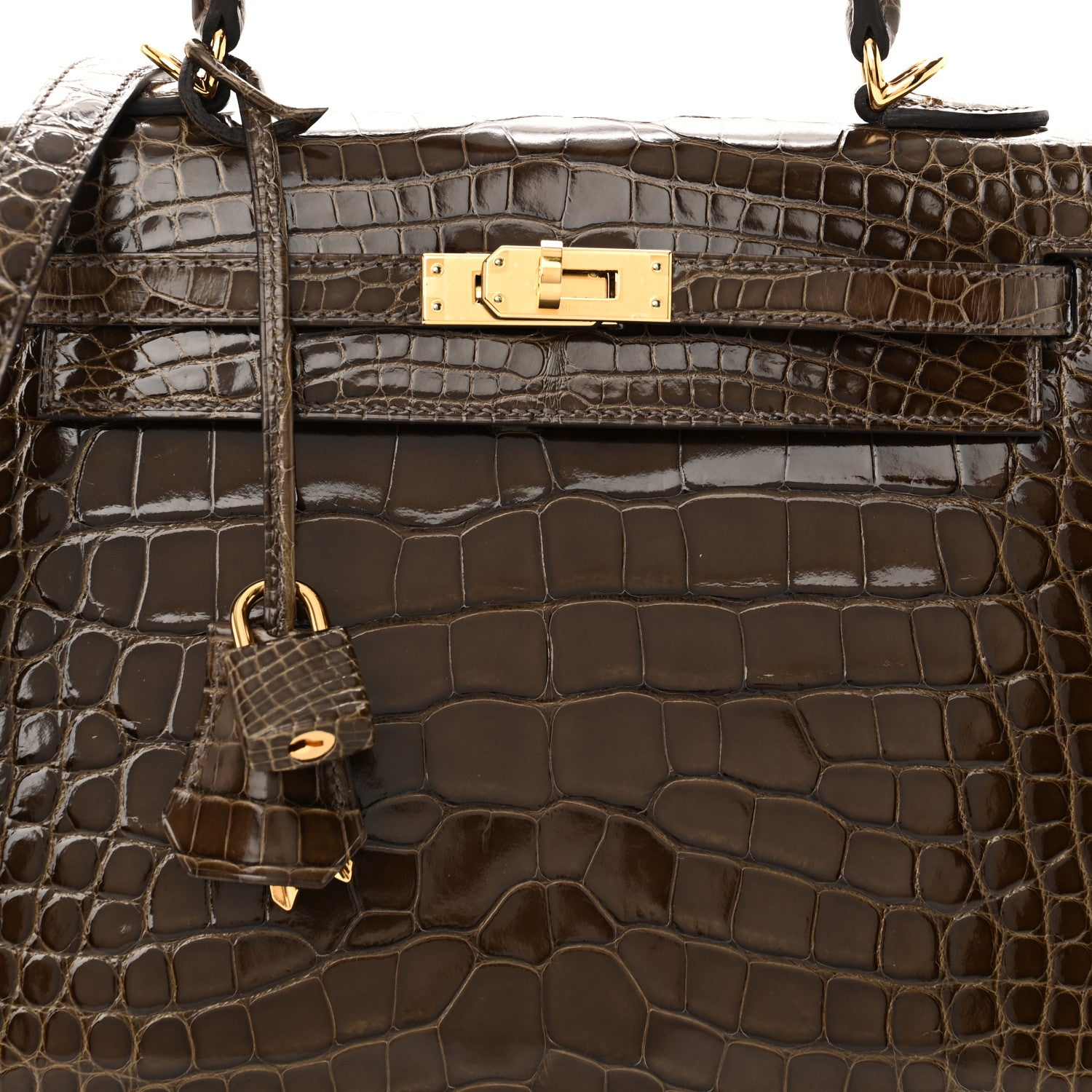 Hermes Shiny Alligator Kelly Sellier 25 Gris Elephant 8 of 11
