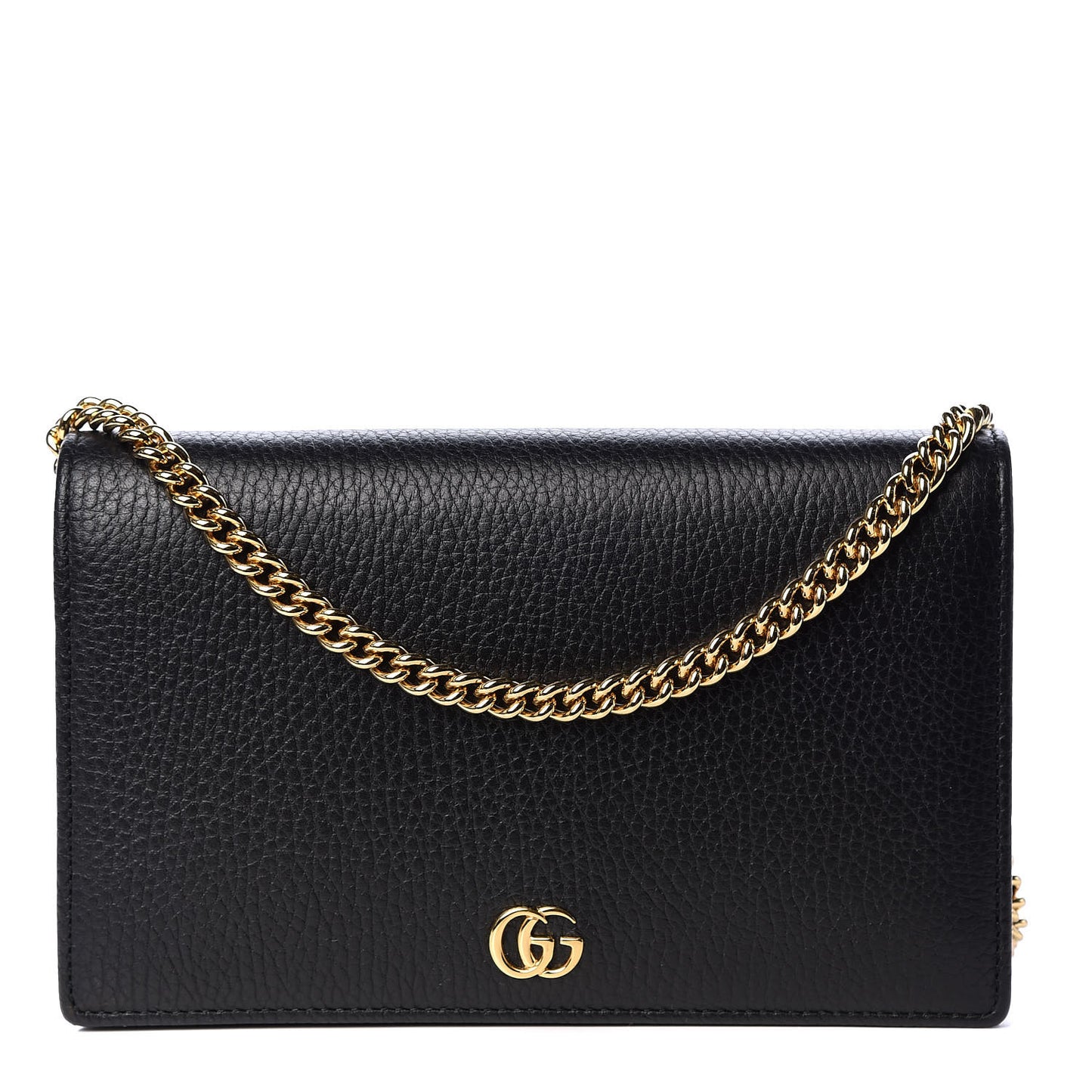 Calfskin Mini GG Marmont Chain Wallet Black
