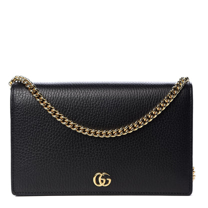 Gucci Calfskin Mini GG Marmont Chain Wallet Black 1 of 9