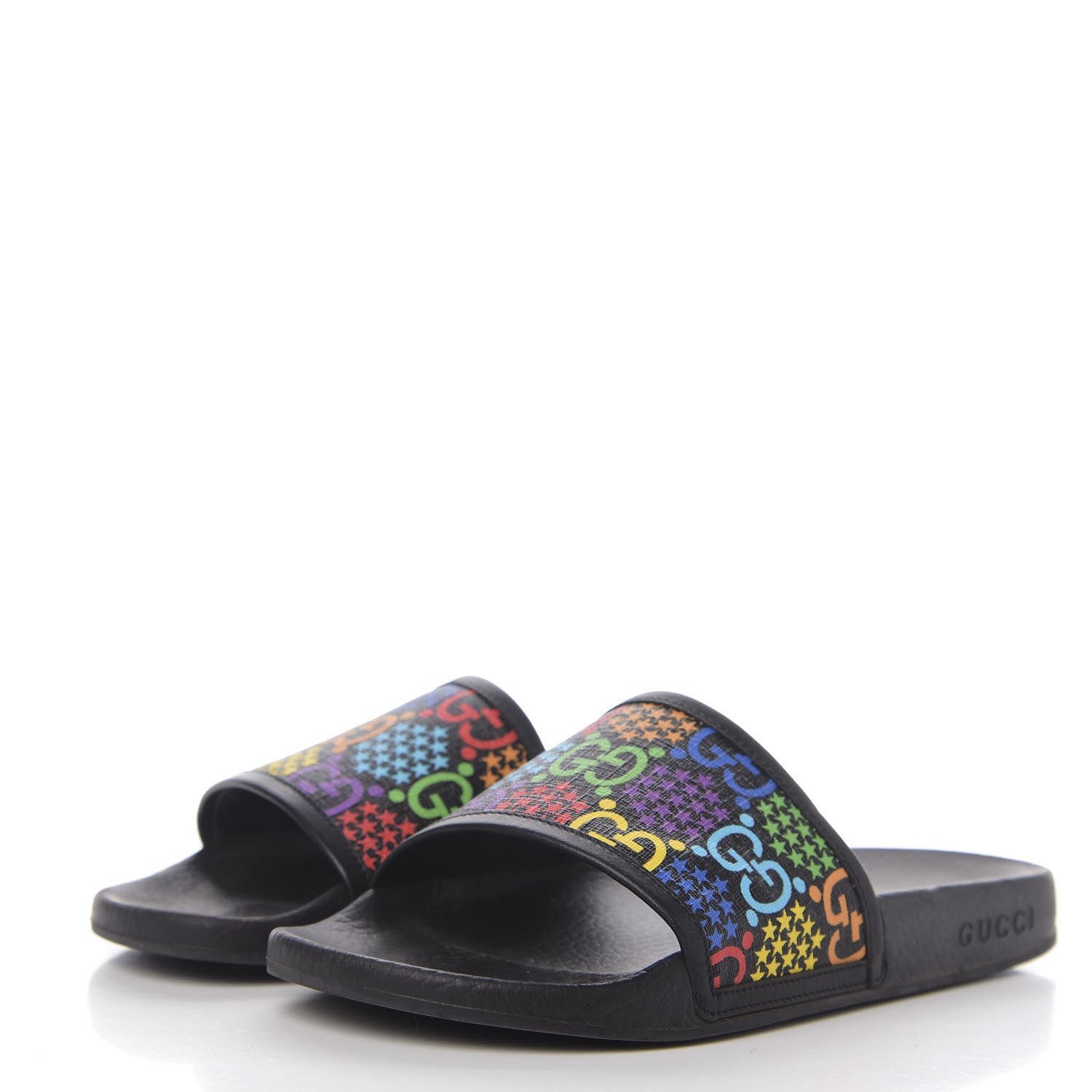 Gucci GG Supreme Monogram Psychedelic Slide Sandals 38 Black Multicolor 3 of 9