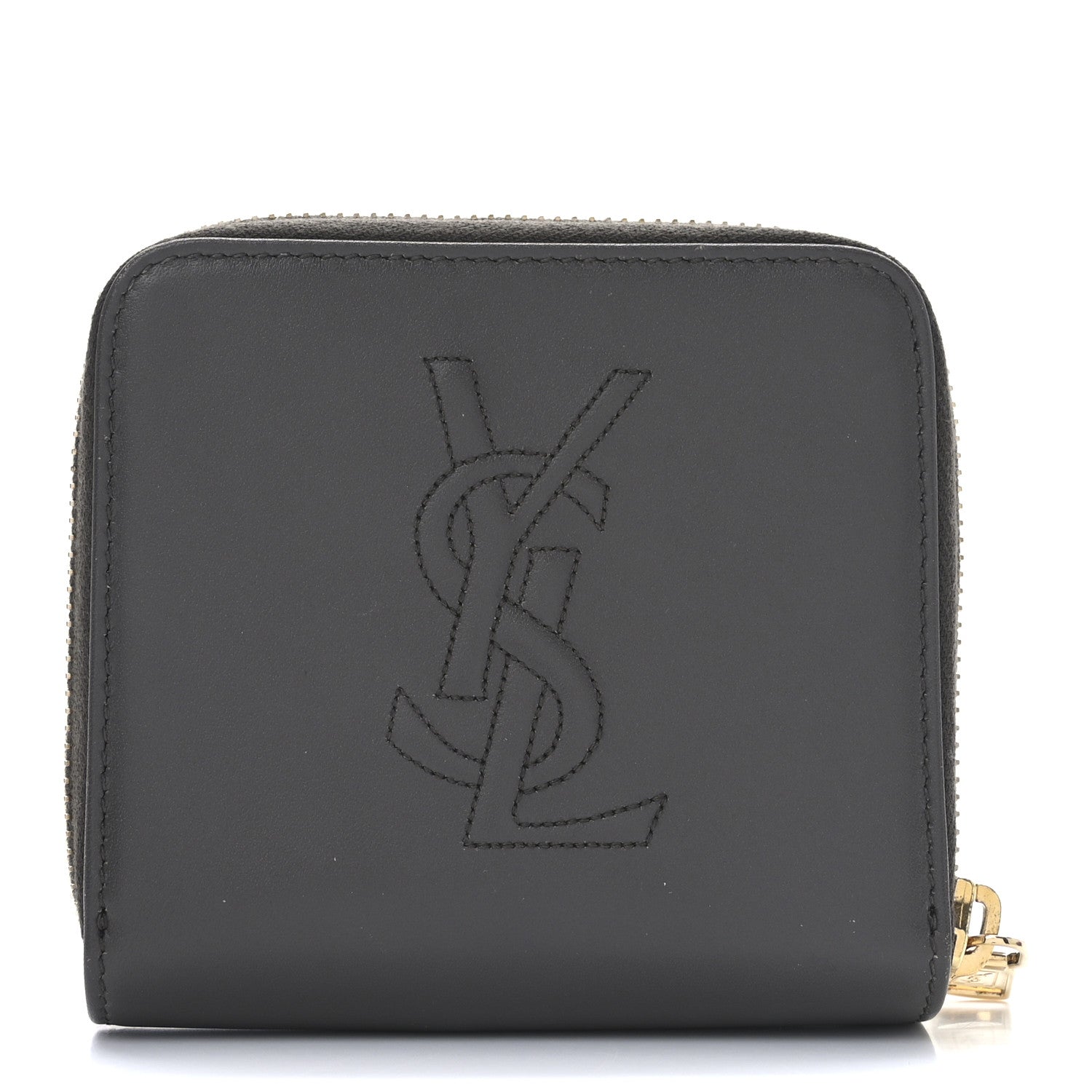 Saint Laurent Lambskin Belle de Jour Zip Around French Wallet Earth 1 of 7