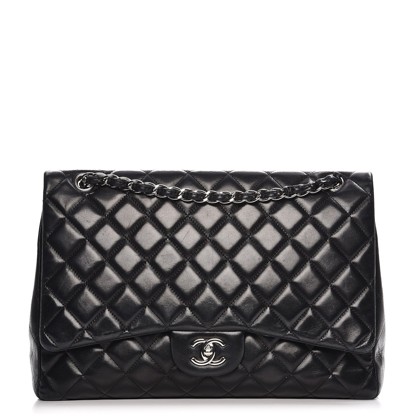 Lambskin Quilted Maxi Single Flap Black