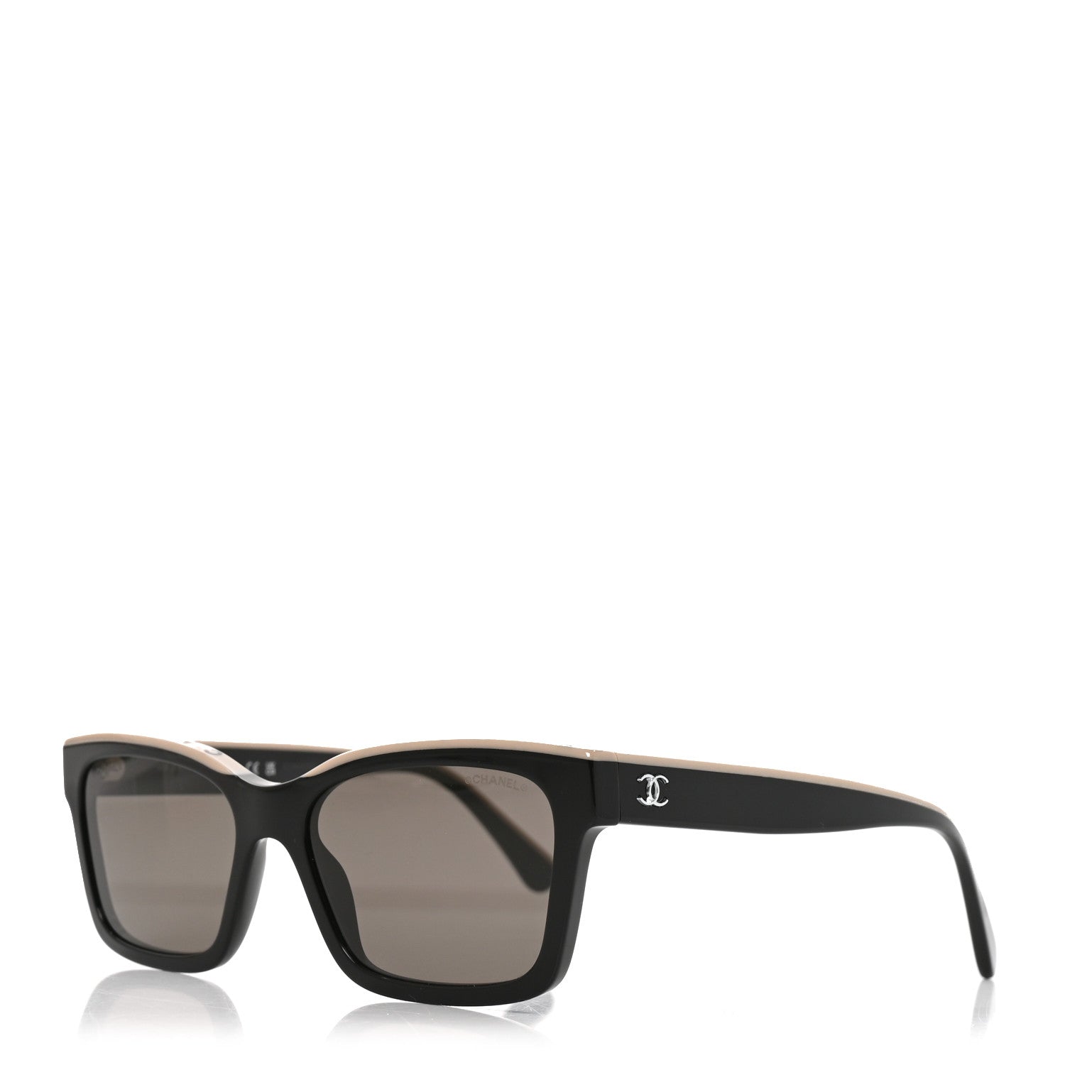 Chanel Acetate Logo Square Sunglasses 5417 Black Beige 1 of 7
