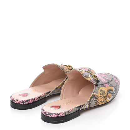Gucci GG Supreme Monogram Bengal Womens Princetown Slippers 38 Beige Crop Pink 4 of 8
