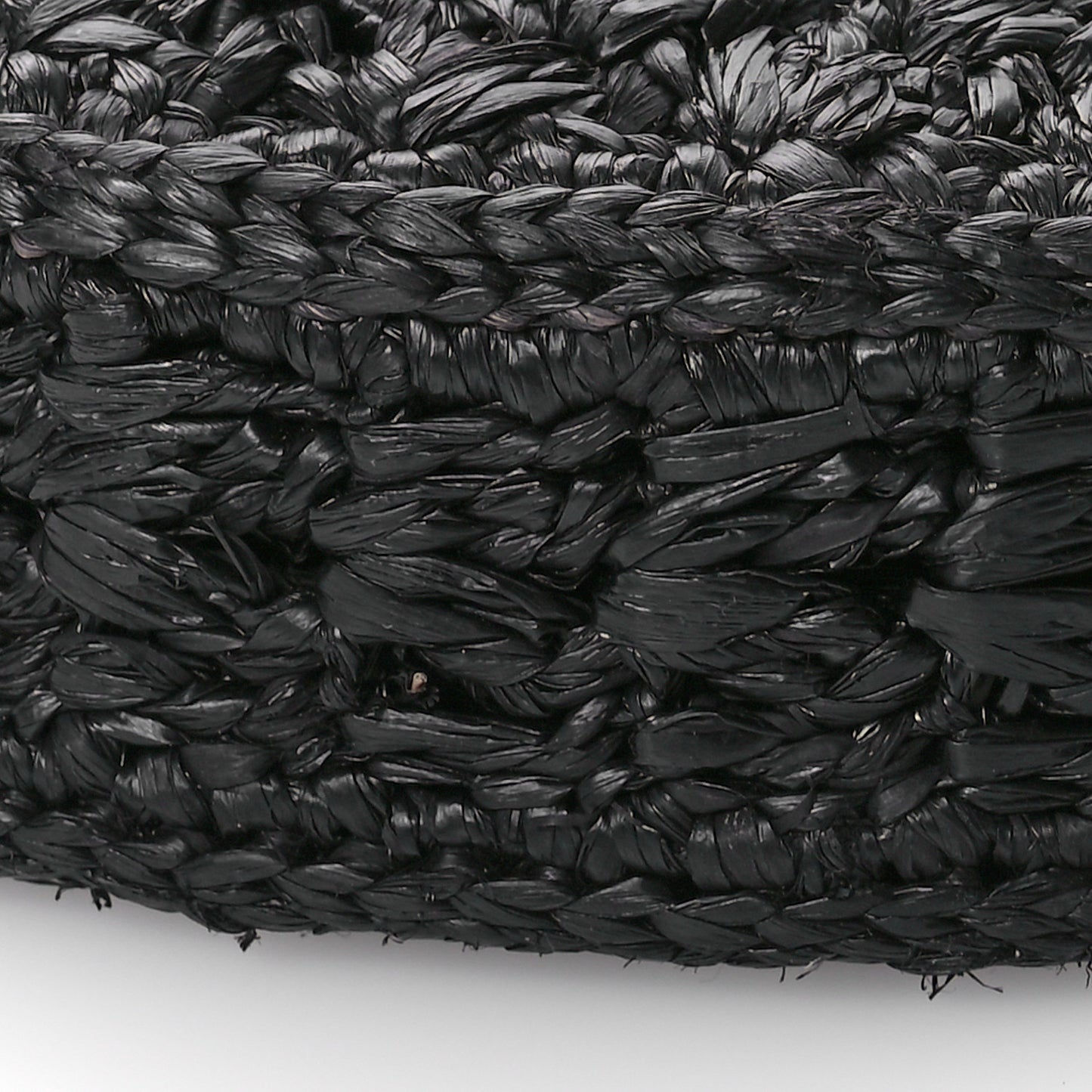 Raffia Calfskin Triomphe Panier Hobo Bag Black