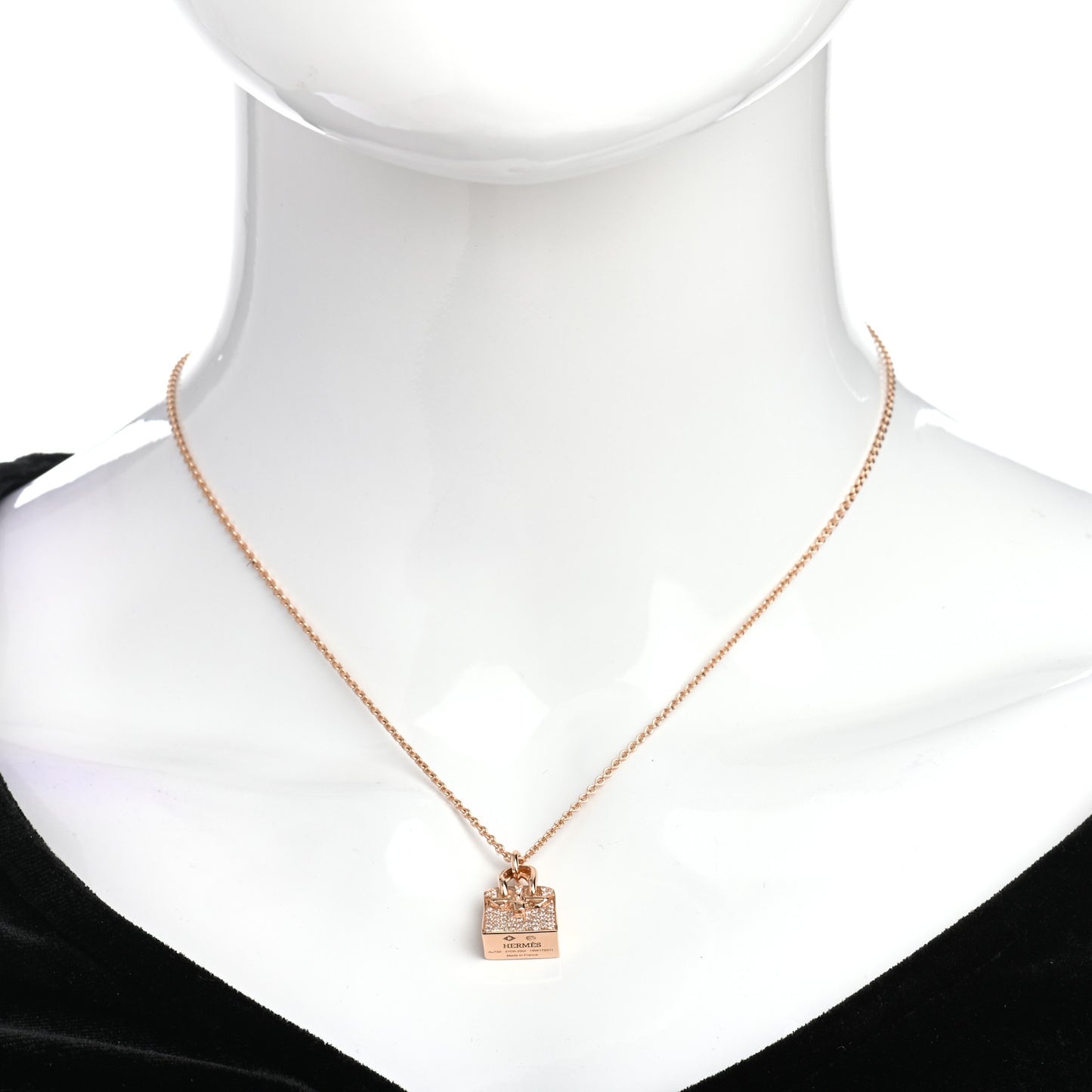 18K Rose Gold Diamond Birkin Amulette Pendant Necklace