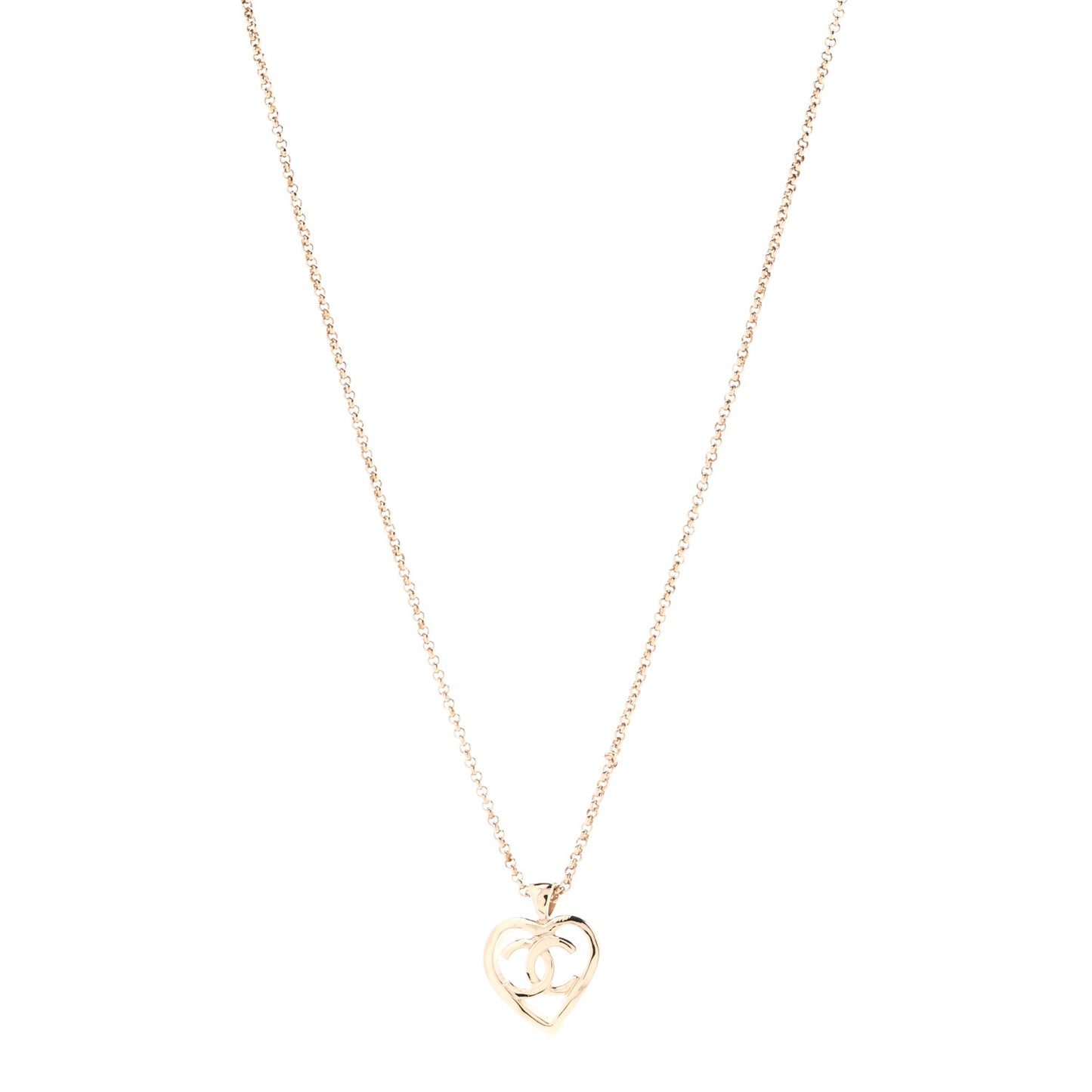 CC Heart Chain Pendant Necklace Gold