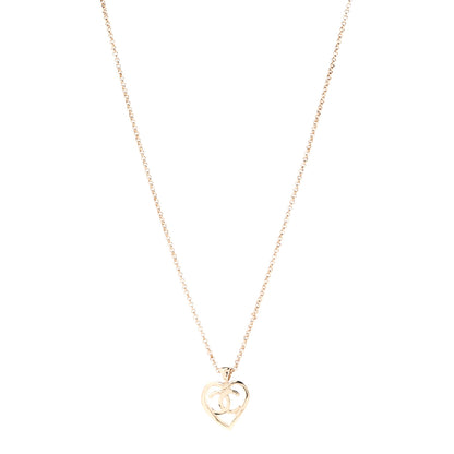 Chanel CC Heart Chain Pendant Necklace Gold 1 of 6