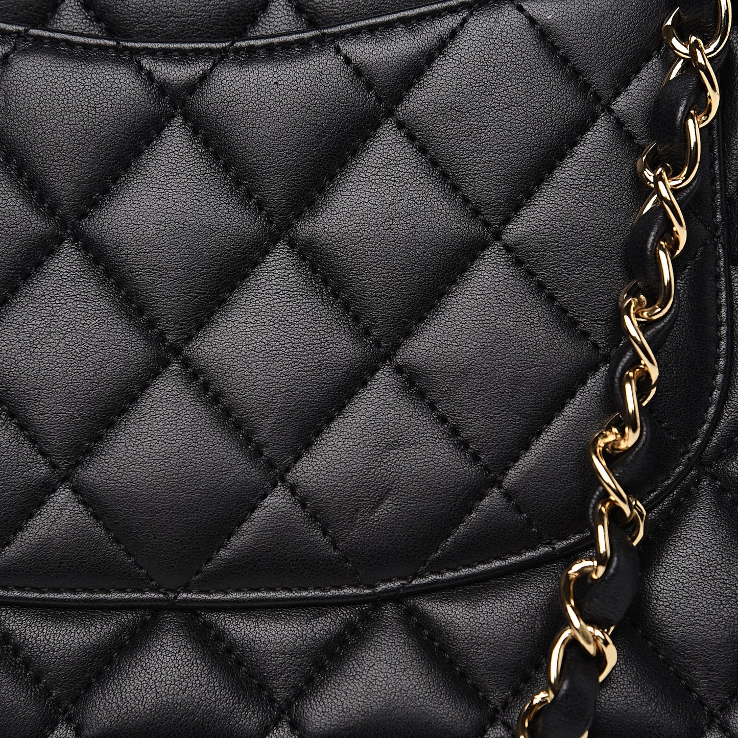 Lambskin Quilted Medium Double Flap Black