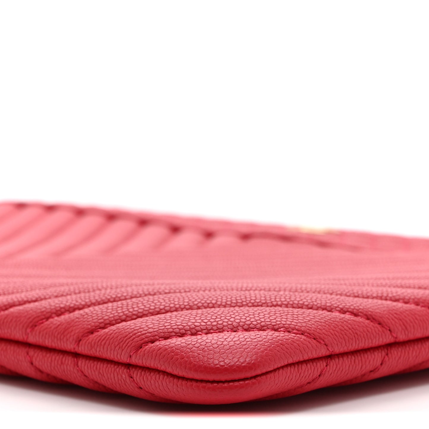 Caviar Chevron Quilted Large Cosmetic Case Red