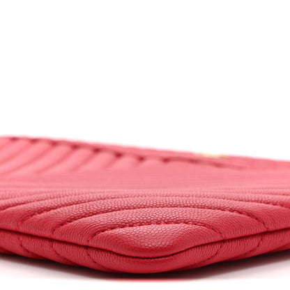 Chanel Caviar Chevron Quilted Large Cosmetic Case Red 11 of 11