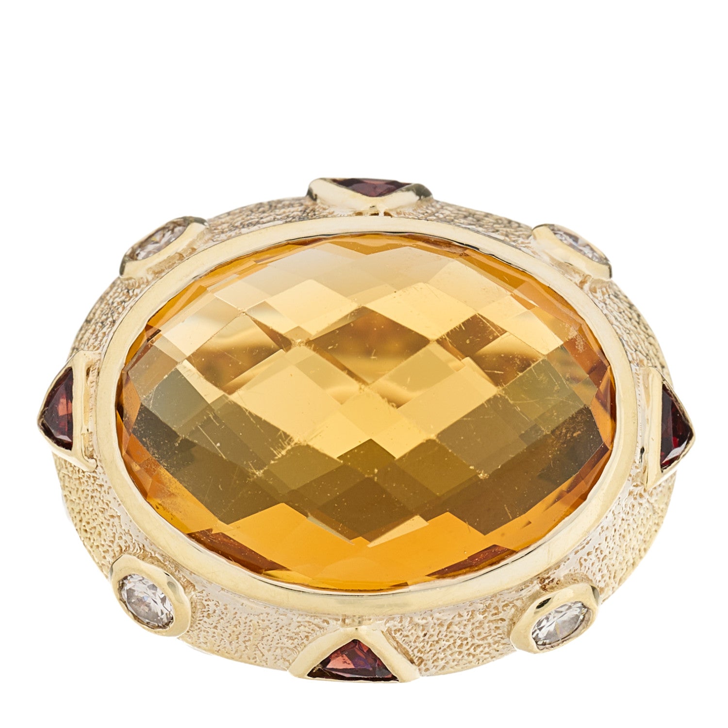 David Yurman Sterling Silver 18K Yellow Gold Diamond Citrine Garnet Renaissance Ring 52 6 1 of 5