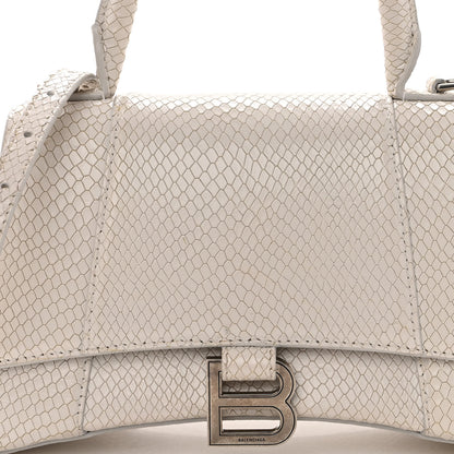 Balenciaga Calfskin Snake Embossed Small Hourglass Top Handle Bag White 7 of 9