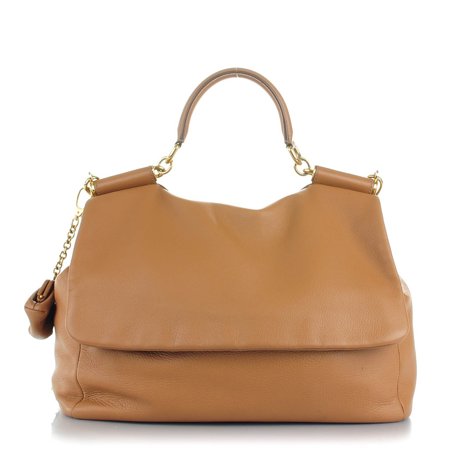 Dolce & Gabbana Grained Deerskin Large Miss Sicily Satchel Camel 1 of 11